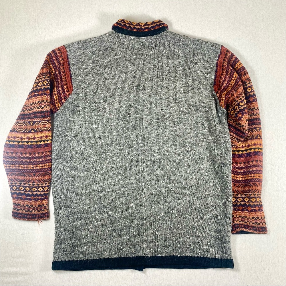 VTG CHRYSANTHEME Patchwork Knit Button Front Card… - image 2